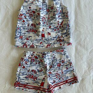 Classic Prep Childrenswear Sailing Print Blouse & Shorts, Size 3 and 4